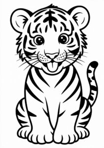 Cute Baby Tiger Coloring For Kids 1