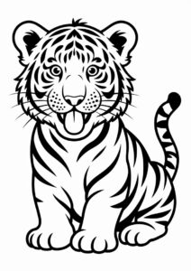 Cute Baby Tiger Coloring For Kids 2