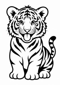 Cute Baby Tiger Coloring For Kids 3