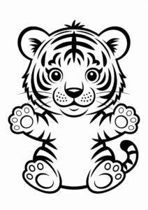 Cute Baby Tiger Coloring For Preschoolers 1