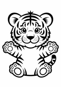 Cute Baby Tiger Coloring For Preschoolers 2