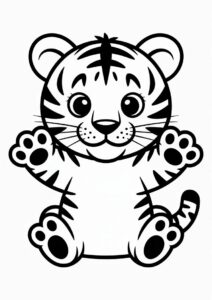 Cute Baby Tiger Coloring For Preschoolers 3