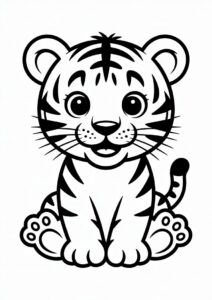 Cute Baby Tiger Coloring For Preschoolers 4