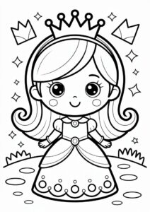 Cute Chibi Princess Coloring Page For Preschoolers 1