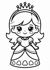 Cute Chibi Princess Coloring Page For Preschoolers 4