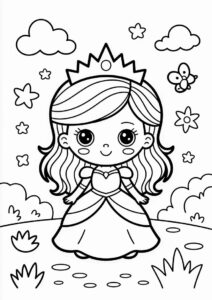 Cute Chibi Princess Coloring Page For Preschoolers 6