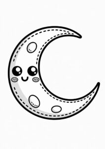 Cute Kawaii Stitched Moon To Color 2