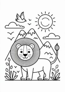 Cute Lion With Mountains In Background 2