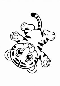 Cute Playful Tiger Kitten Coloring Page 2