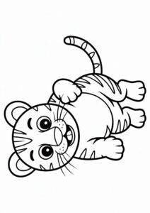 Cute Playful Tiger Kitten Coloring Page 3