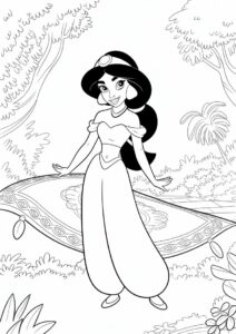 Cute Princess Coloring Page Of Jasmine 1