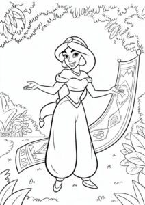 Cute Princess Coloring Page Of Jasmine 2