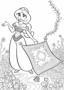 Cute Princess Coloring Page Of Jasmine 6