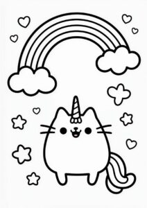Cute Pusheen Unicorn Cat With Rainbow 1