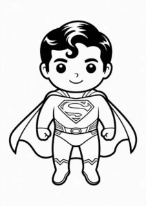 Cute Superman Cartoon Coloring Page For Kids 1