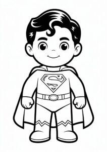 Cute Superman Cartoon Coloring Page For Kids 2