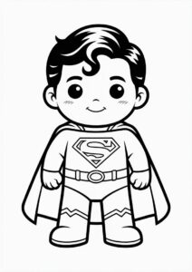 Cute Superman Cartoon Coloring Page For Kids 3