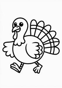 Cute Turkey Walking Coloring Page For Preschoolers 2