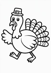 Cute Turkey Walking Coloring Page For Preschoolers 3