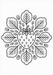 Delicious Strawberry Coloring Page Mandala 1