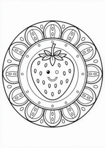 Delicious Strawberry Coloring Page Mandala 2