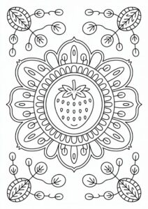 Delicious Strawberry Coloring Page Mandala 3