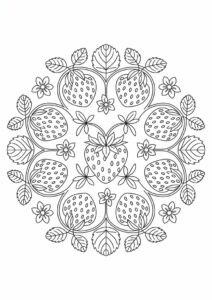 Delicious Strawberry Coloring Page Mandala 4