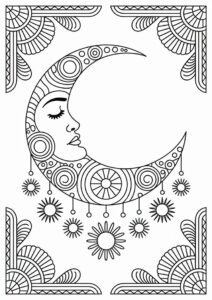 Detailed Mandala Moon Coloring Page 1