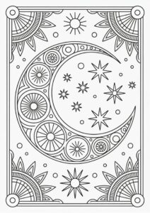 Detailed Mandala Moon Coloring Page 2