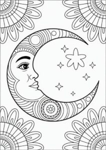 Detailed Mandala Moon Coloring Page 4
