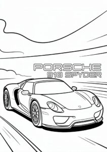 Detailed Porsche Coloring Page 918 Spyder Wide 1
