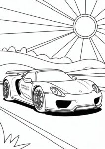 Detailed Porsche Coloring Page 918 Spyder Wide 4