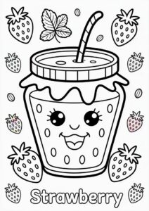Detailed Strawberry Coloring Page With A Jam 2