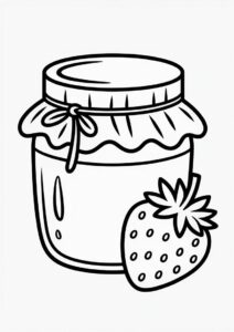 Detailed Strawberry Coloring Page With A Jam 3