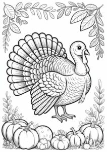 Detailed Thanksgiving Turkey Coloring Page 3