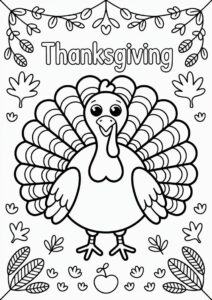 Detailed Thanksgiving Turkey Coloring Page 4