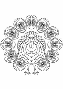 Detailed Turkey Mandala Coloring Sheet 1