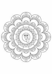 Detailed Turkey Mandala Coloring Sheet 3
