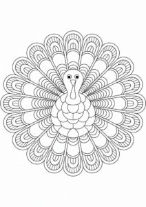 Detailed Turkey Mandala Coloring Sheet 4