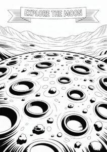 Detailed View Of Moon Craters Coloring Page 3