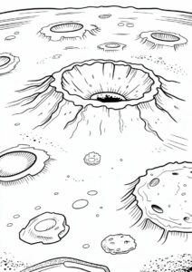 Detailed View Of Moon Craters Coloring Page 4