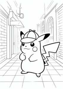 Detective Pikachu Coloring In For Kids 3