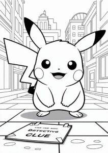 Detective Pikachu Coloring In For Kids 4