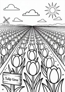 Dutch Tulip Field To Color 3