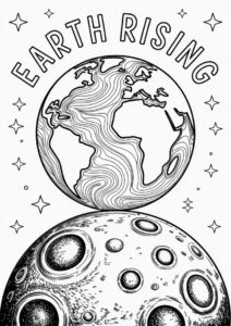 Earth Rising Over Moon Coloring Sheet 1