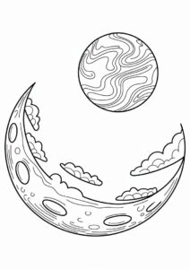 Earth Rising Over Moon Coloring Sheet 2