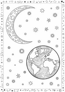 Earth Rising Over Moon Coloring Sheet 4