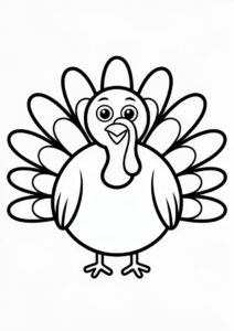 Easy Cartoon Turkey Coloring In 1