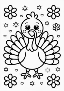 Easy Cartoon Turkey Coloring In 3