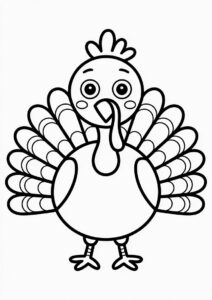 Easy Cartoon Turkey Coloring In 4